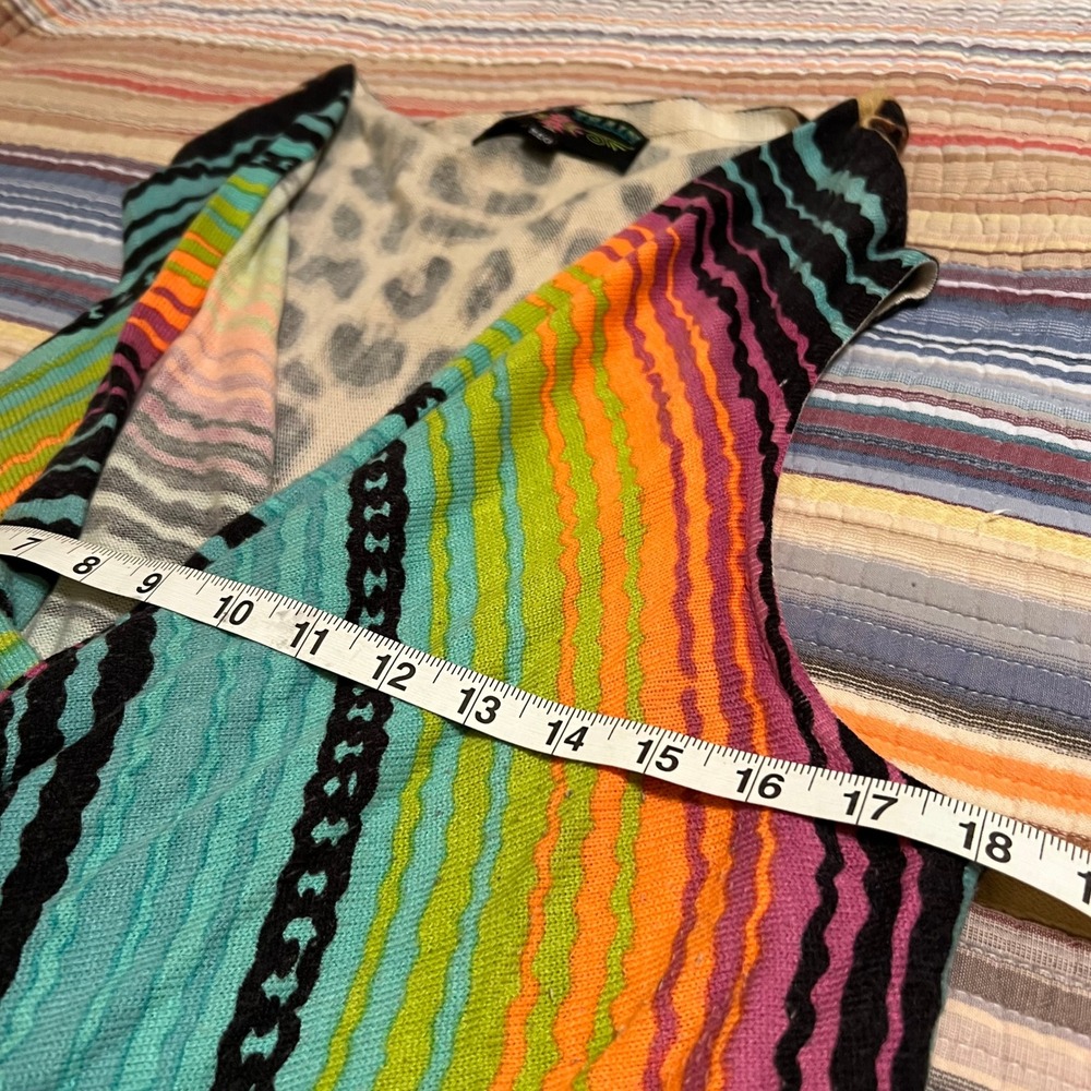 Crazy Train Leopard & Multicolor Fringe Kimono Vest - Picture 6 of 7